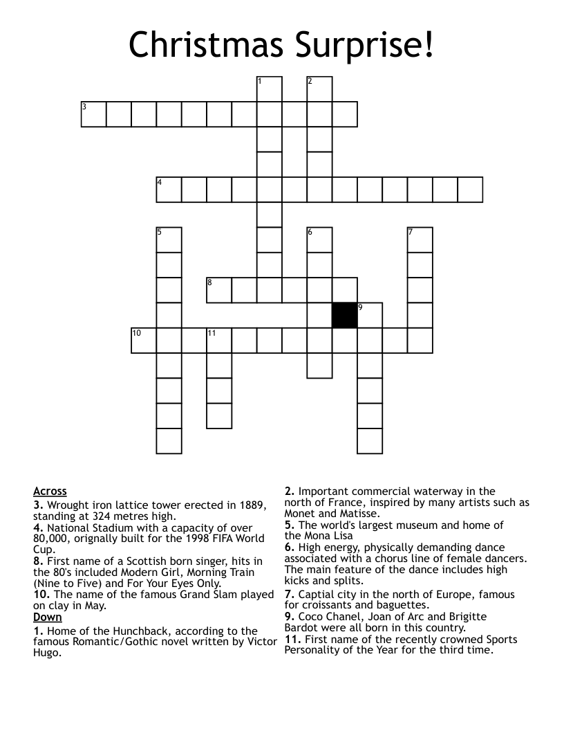 Christmas Surprise! Crossword