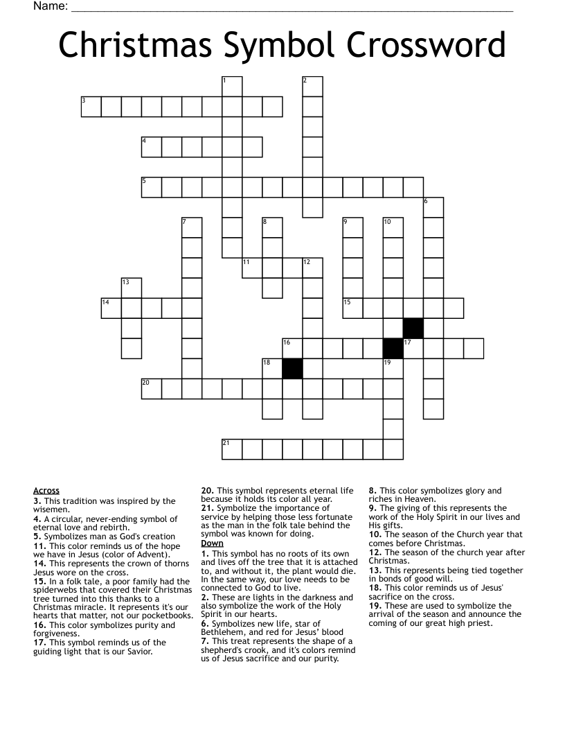 Christmas Symbol Crossword
