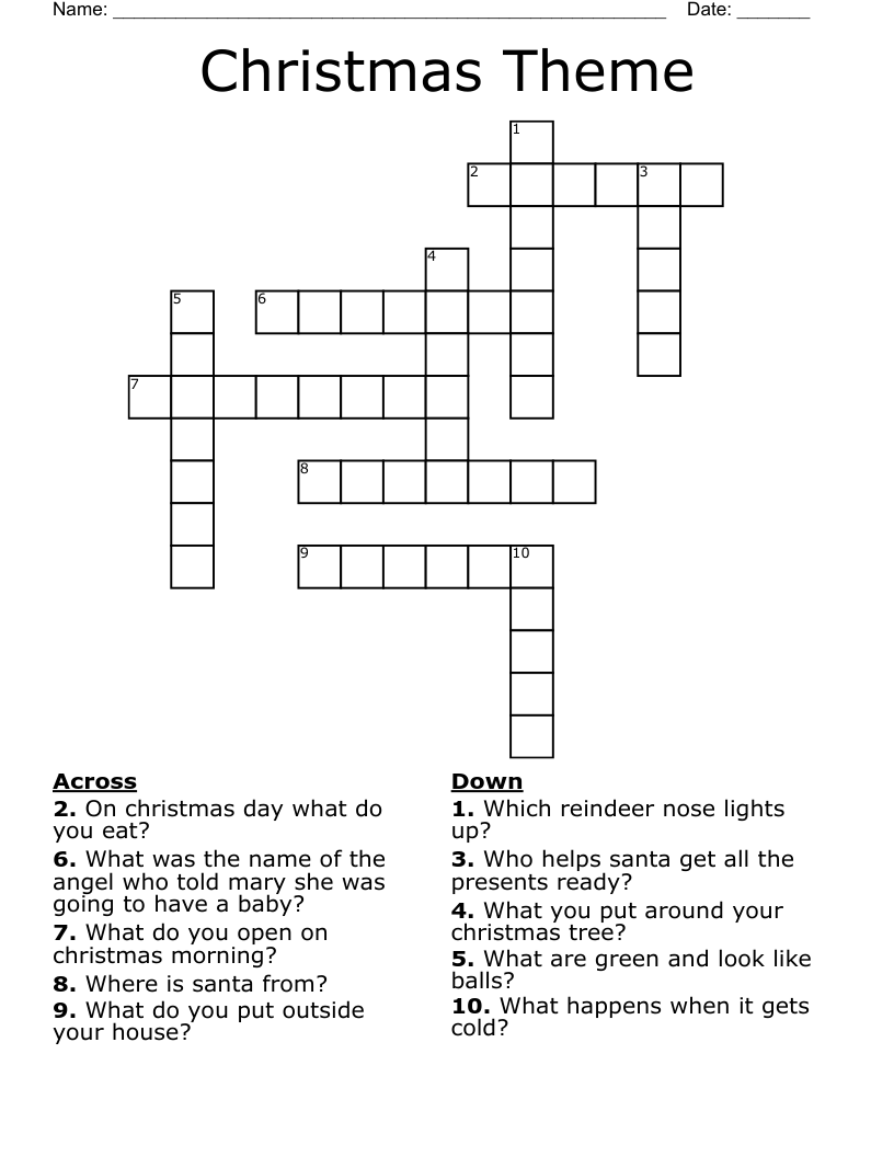 Christmas Theme  Crossword