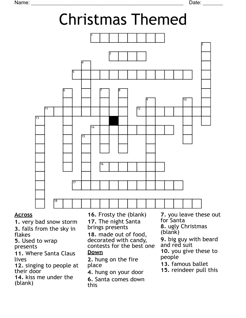 Christmas Themed Crossword
