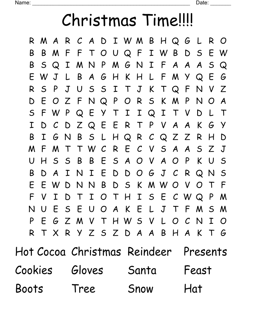 Christmas Time!!!! Word Search