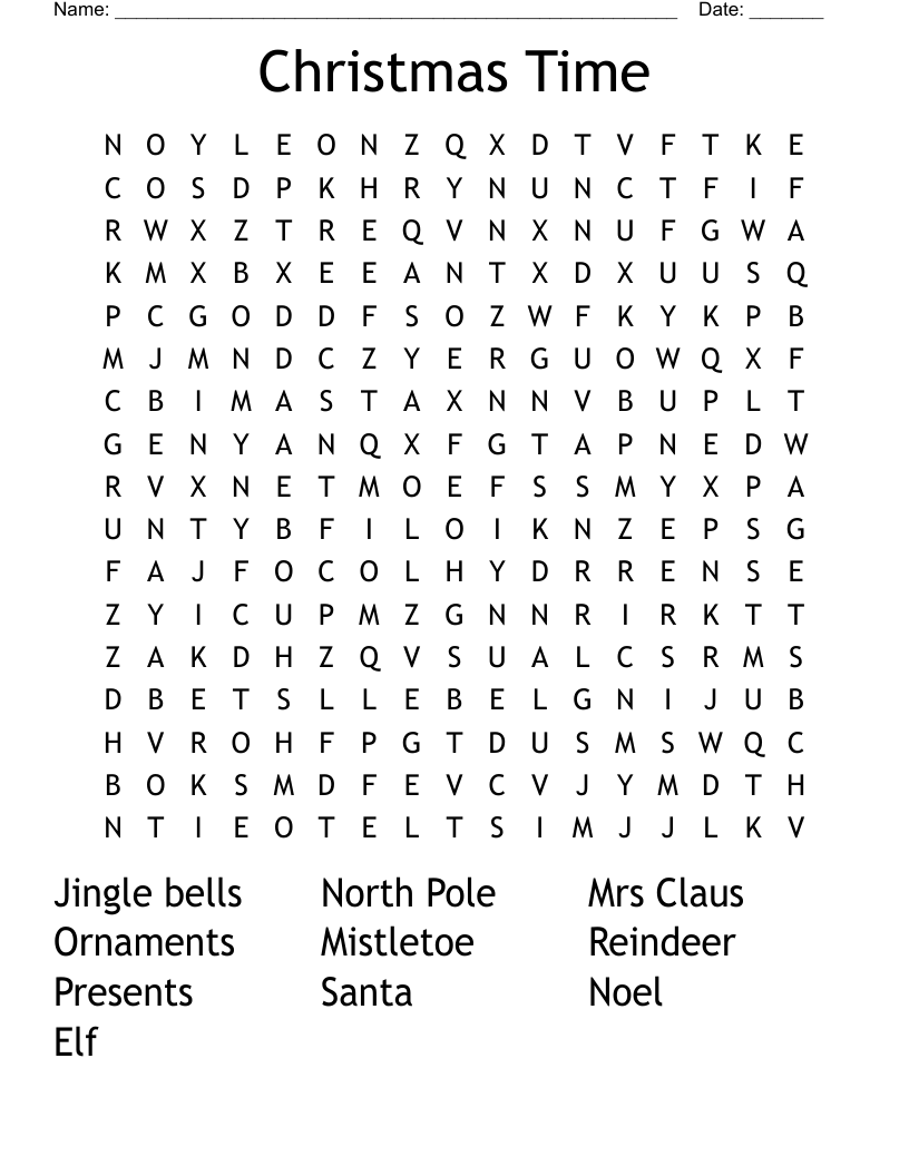 Christmas Time Word Search