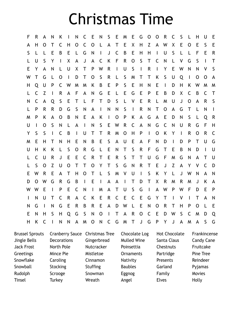 Christmas Time Word Search