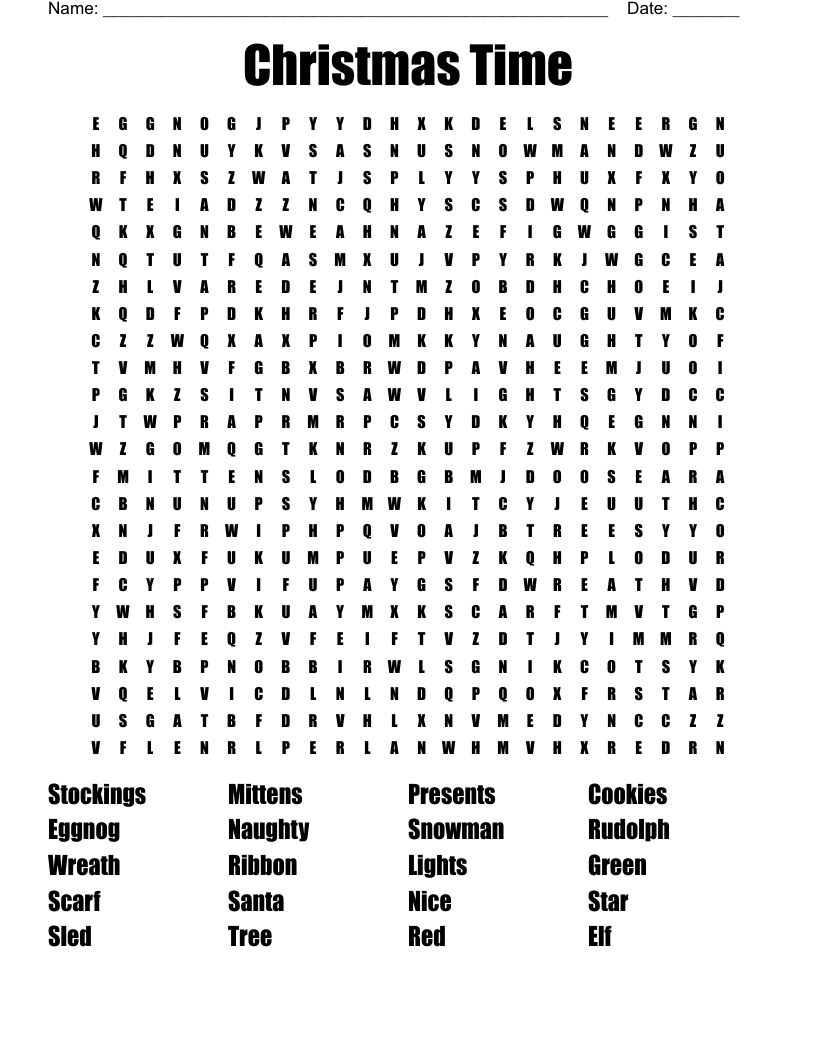 Christmas Time Word Search