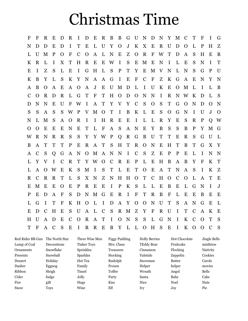 Christmas Time Word Search