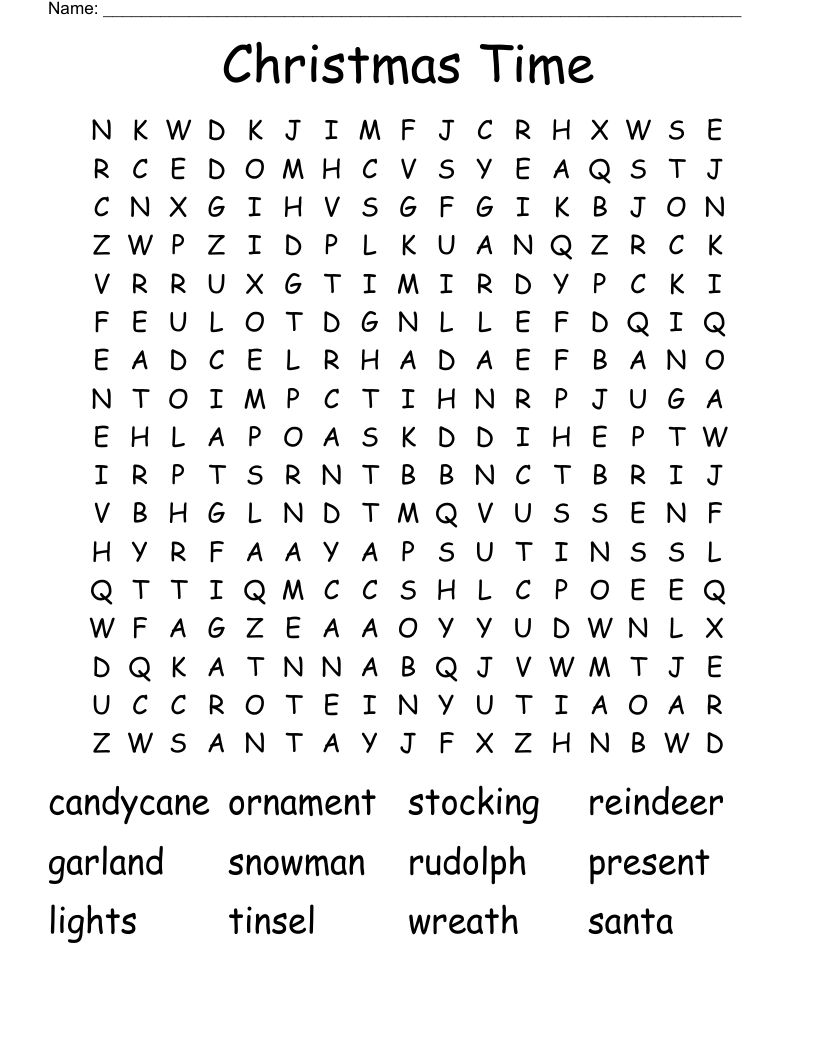 Christmas Time Word Search