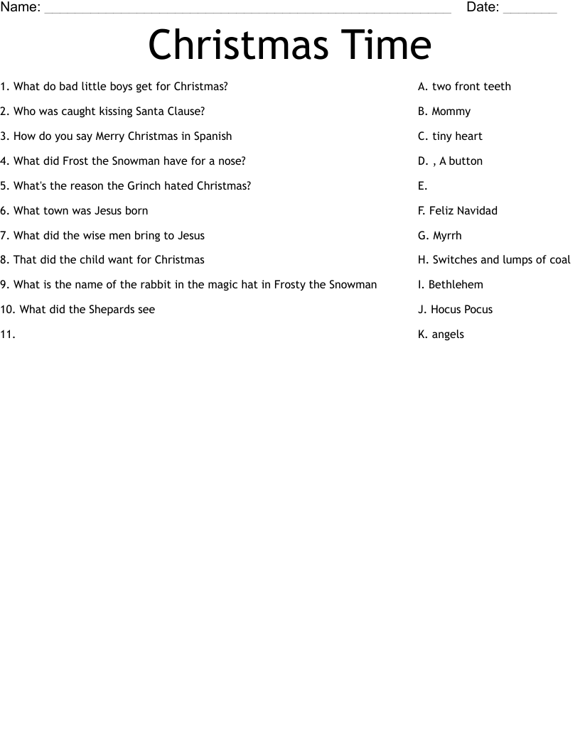 Christmas Time Worksheet