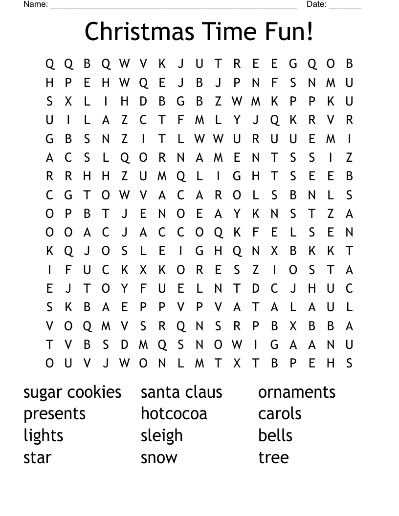 Christmas Time Fun! Word Search