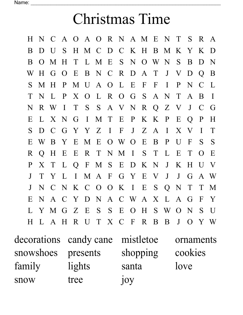 Christmas Time  Word Search