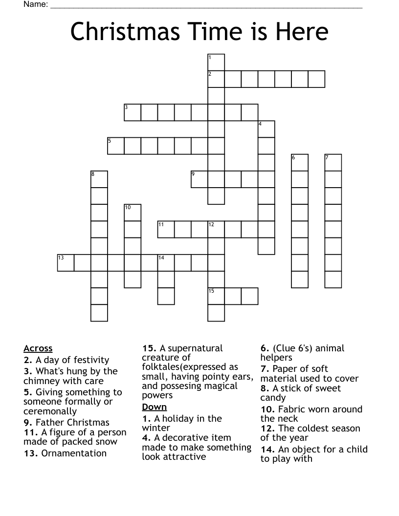 Christmas Time is Here Crossword