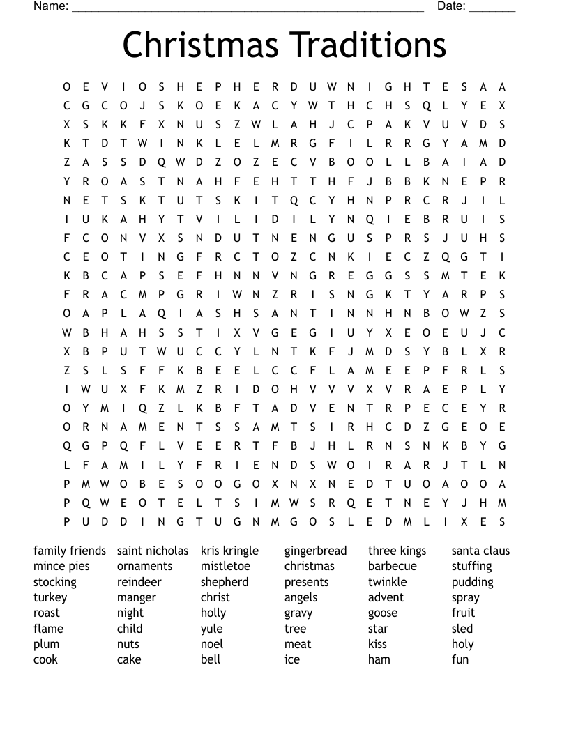 Christmas Traditions Word Search