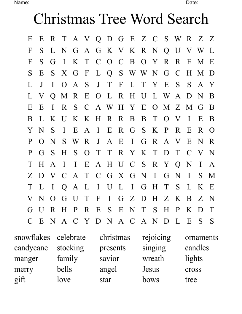 Christmas Tree Word Search
