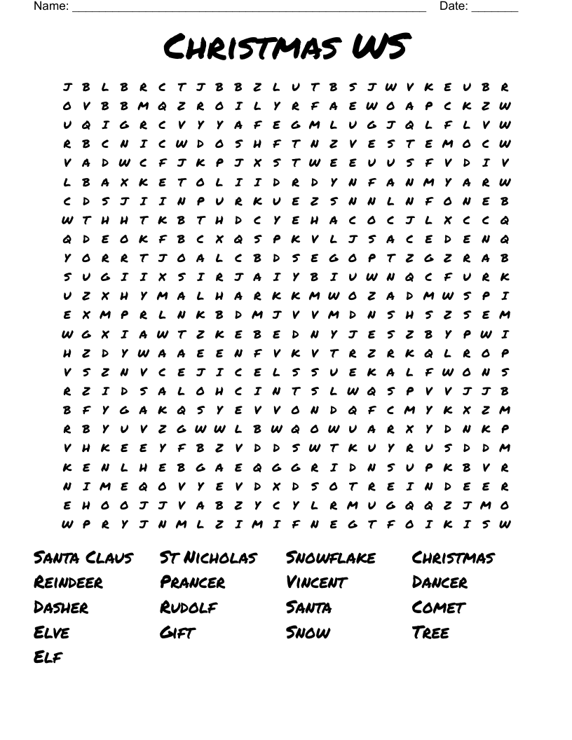 Christmas WS Word Search