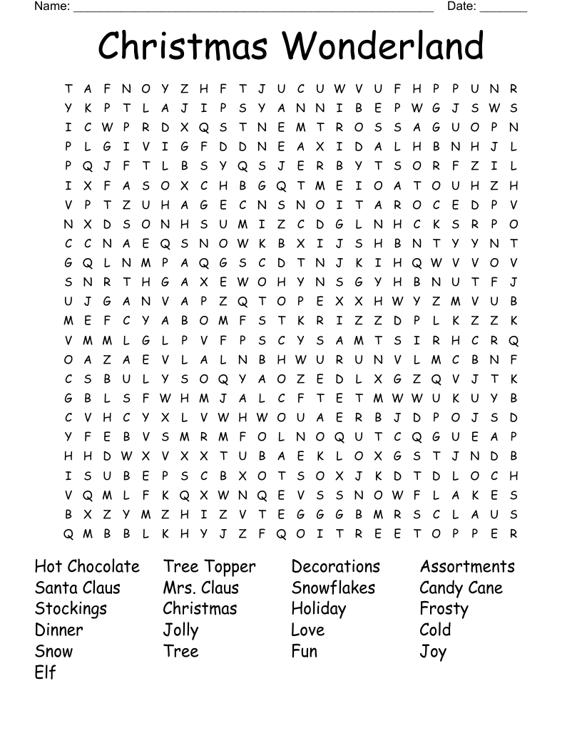 Christmas Wonderland Word Search