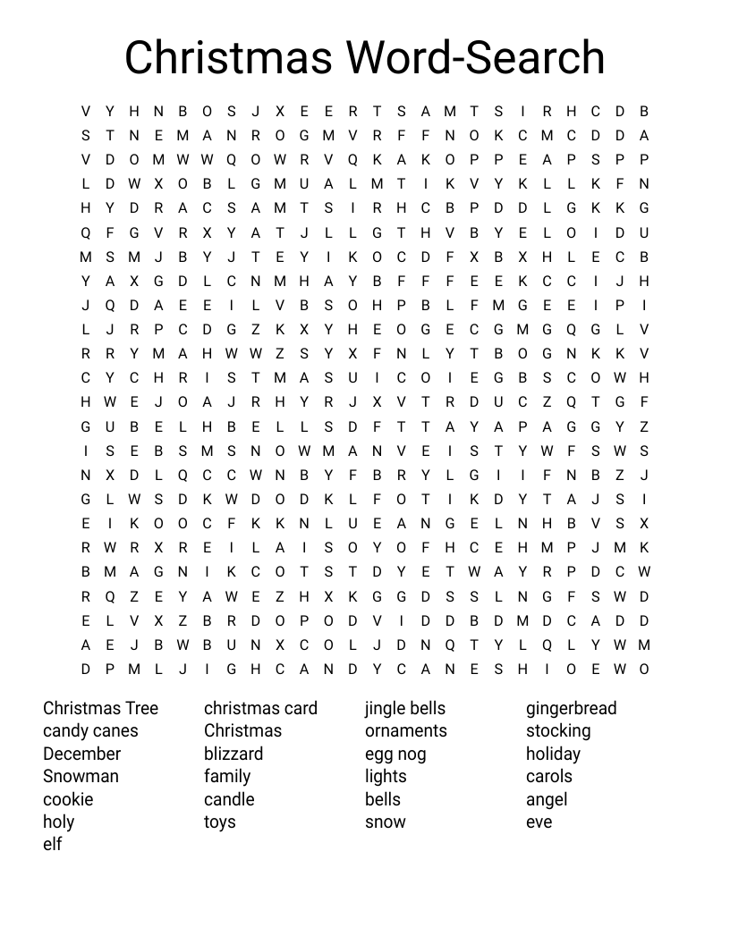 Christmas Word-Search  Word Search