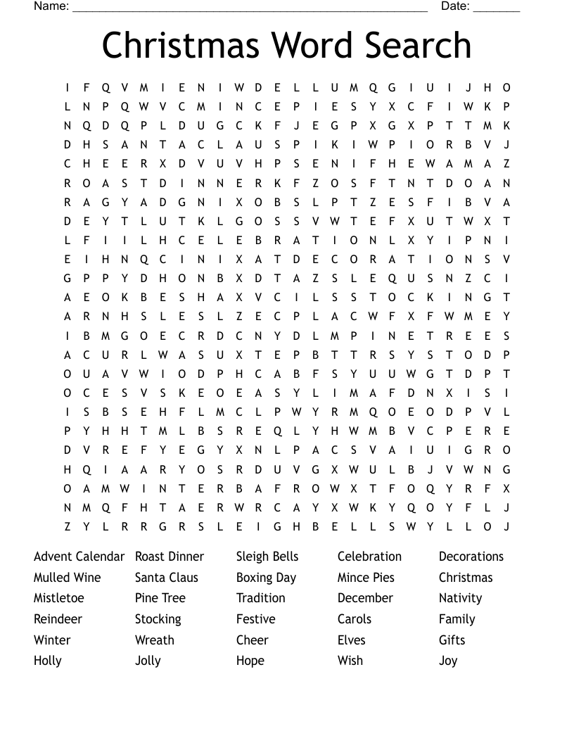 Christmas Word Search 