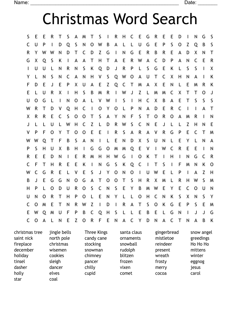 Christmas Word Search 