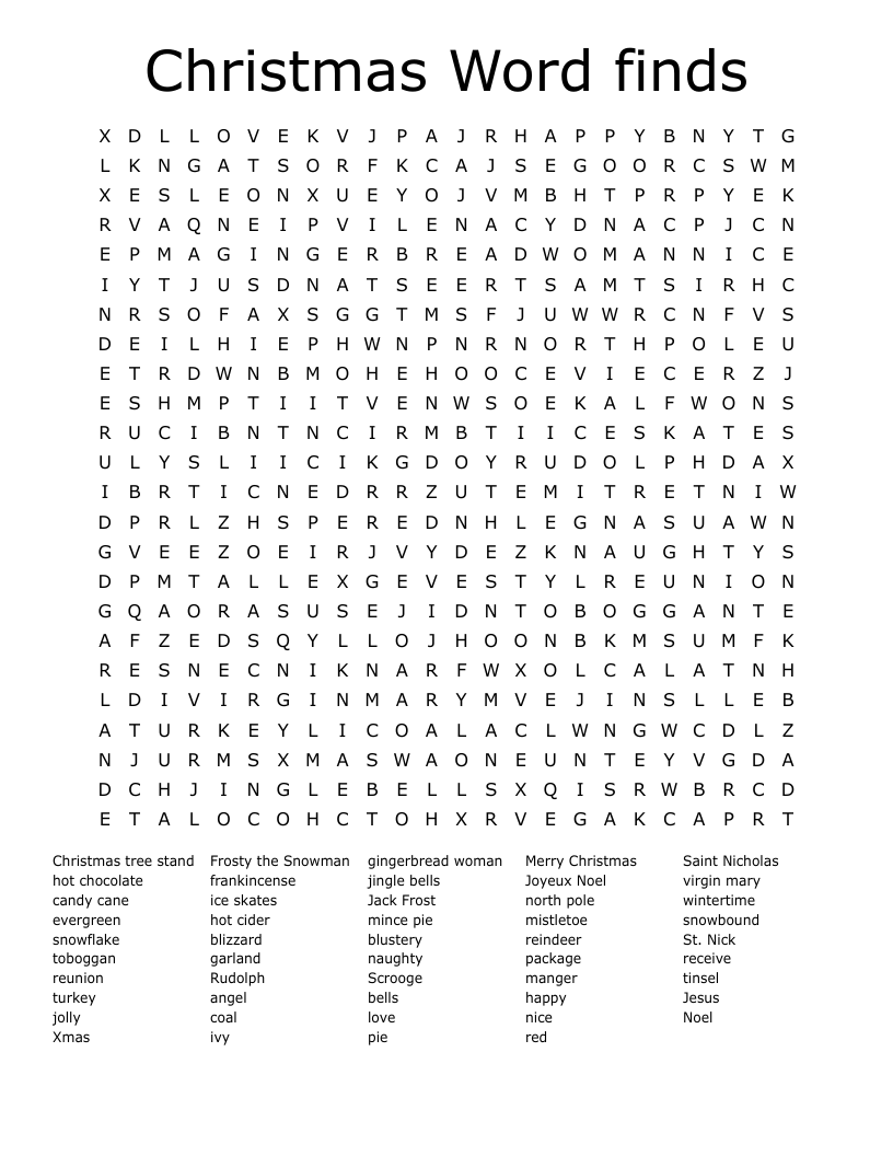 Christmas Word finds Word Search