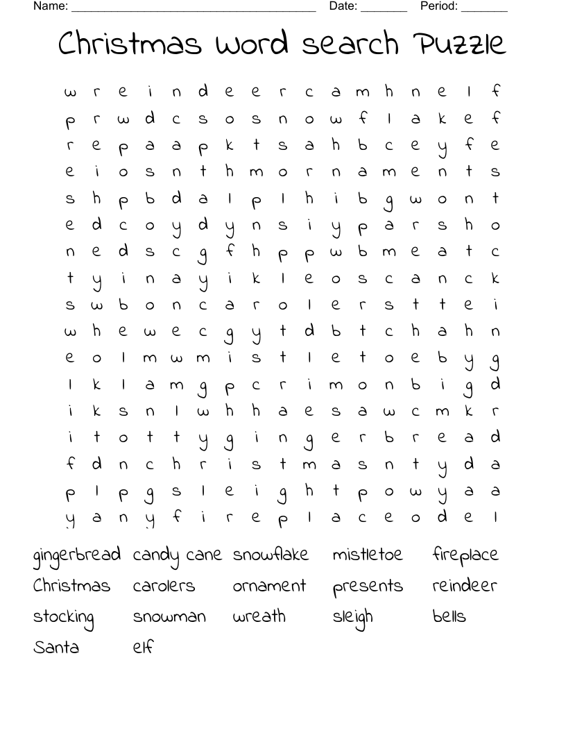 Christmas Word search Puzzle