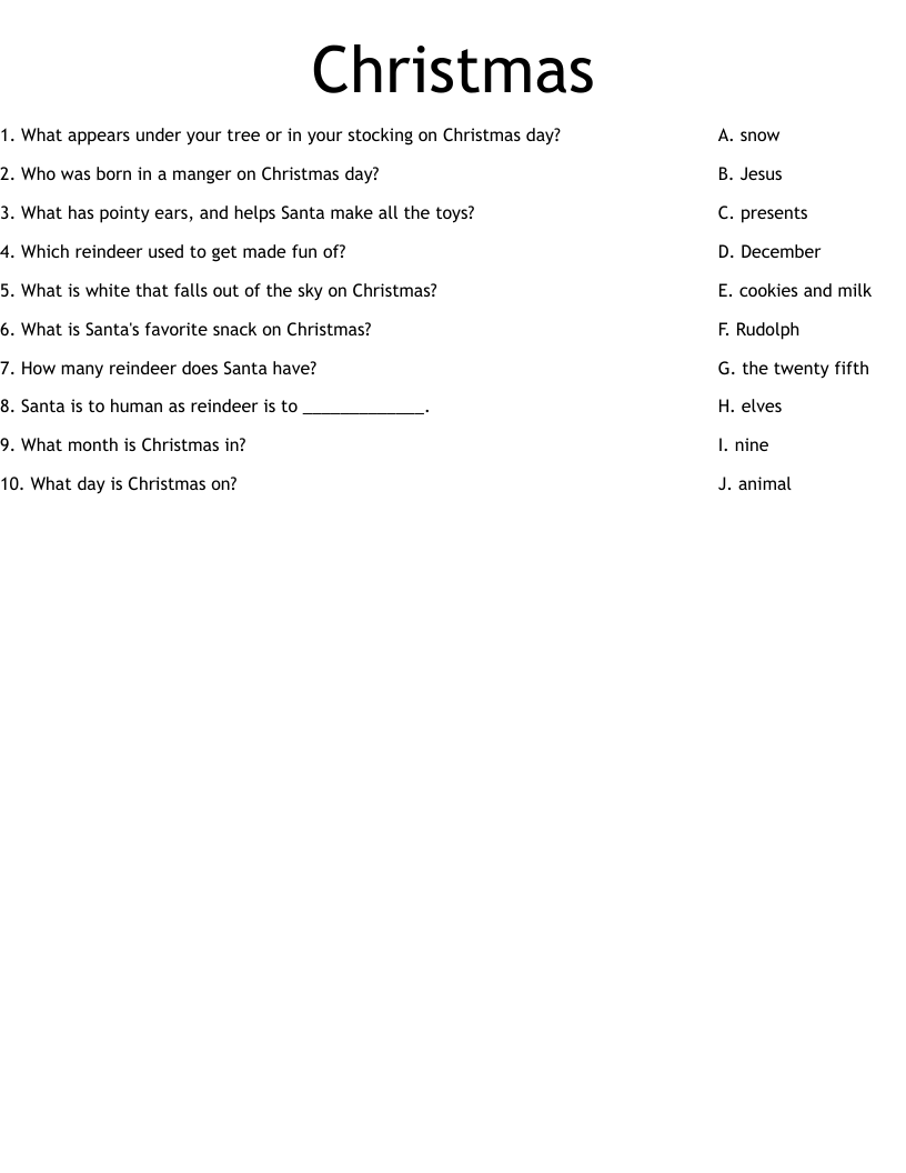 Christmas  Worksheet
