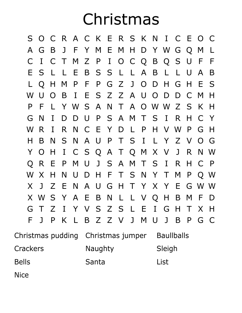 Christmas  Word Search