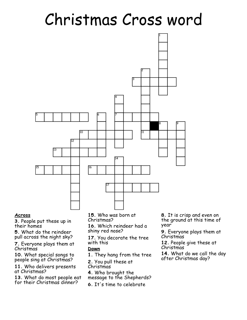 Christmas  Cross word