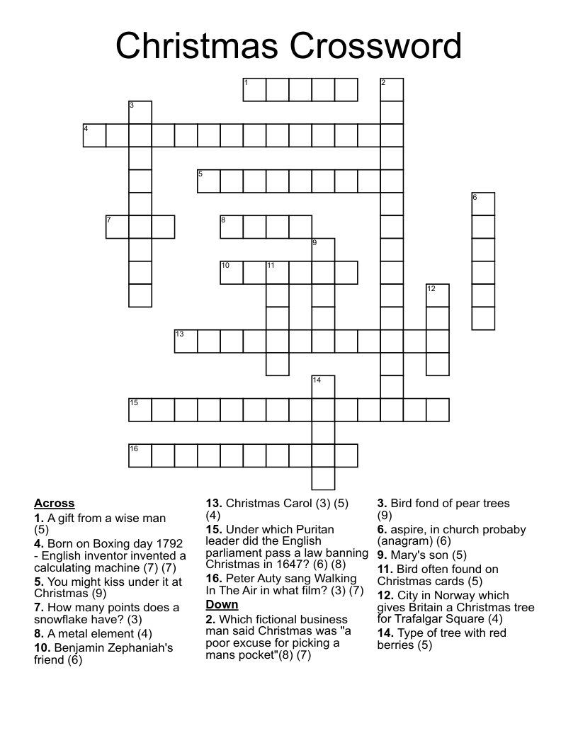 Christmas  Crossword 