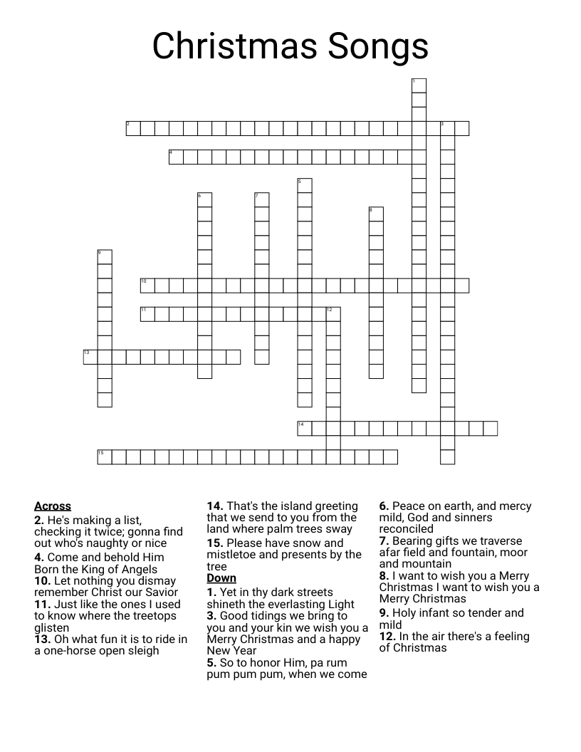 Christmas  Songs Crossword