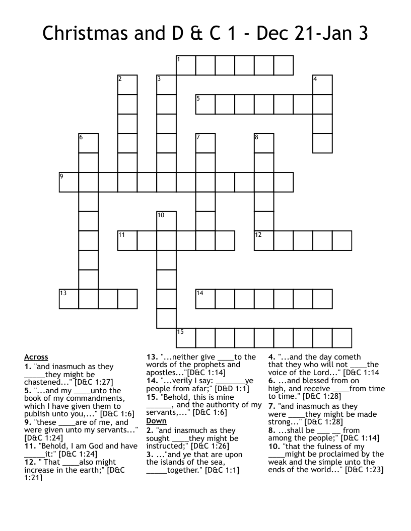 Christmas and D & C 1 - Dec 21-Jan 3 Crossword