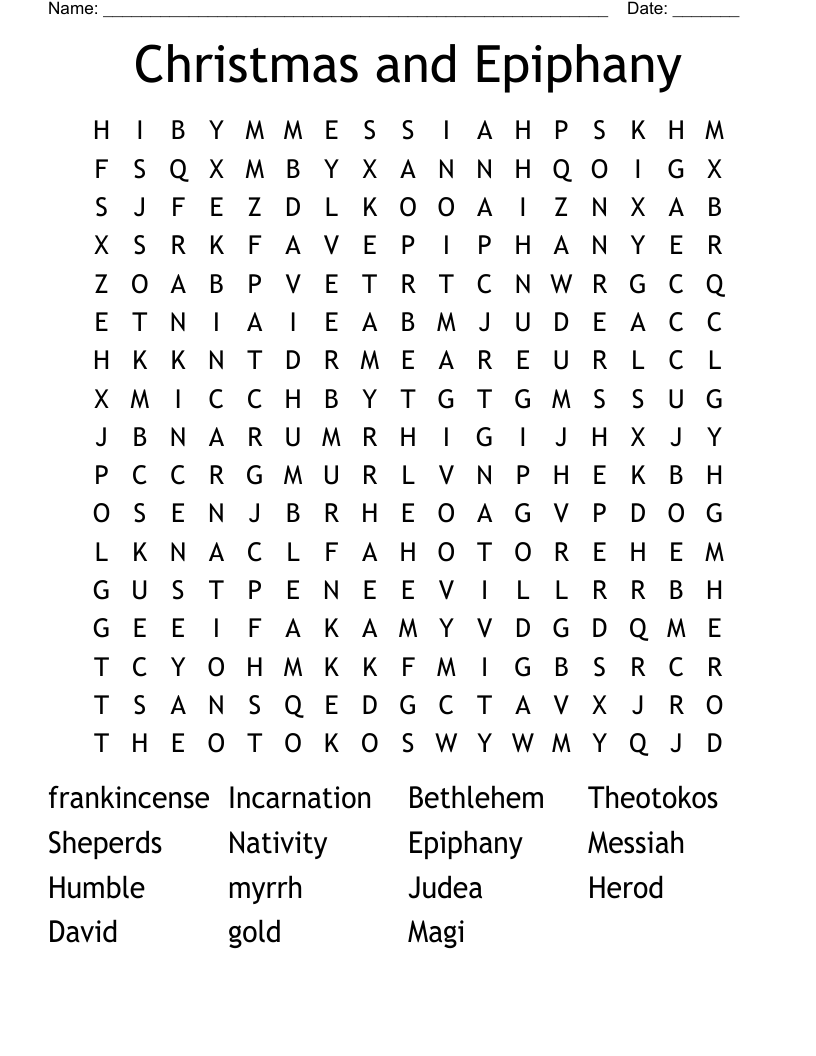 Christmas and Epiphany  Word Search