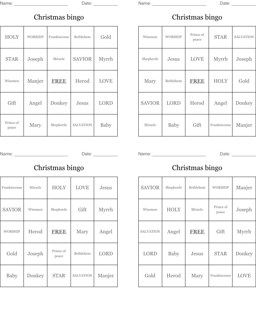 Christmas bingo