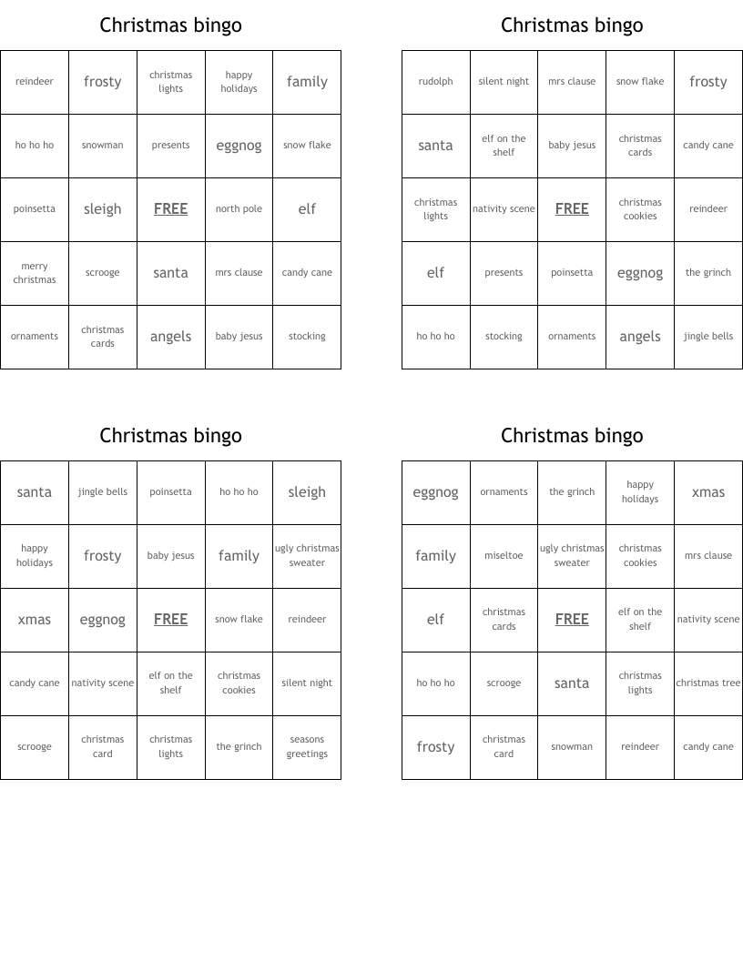 Christmas bingo