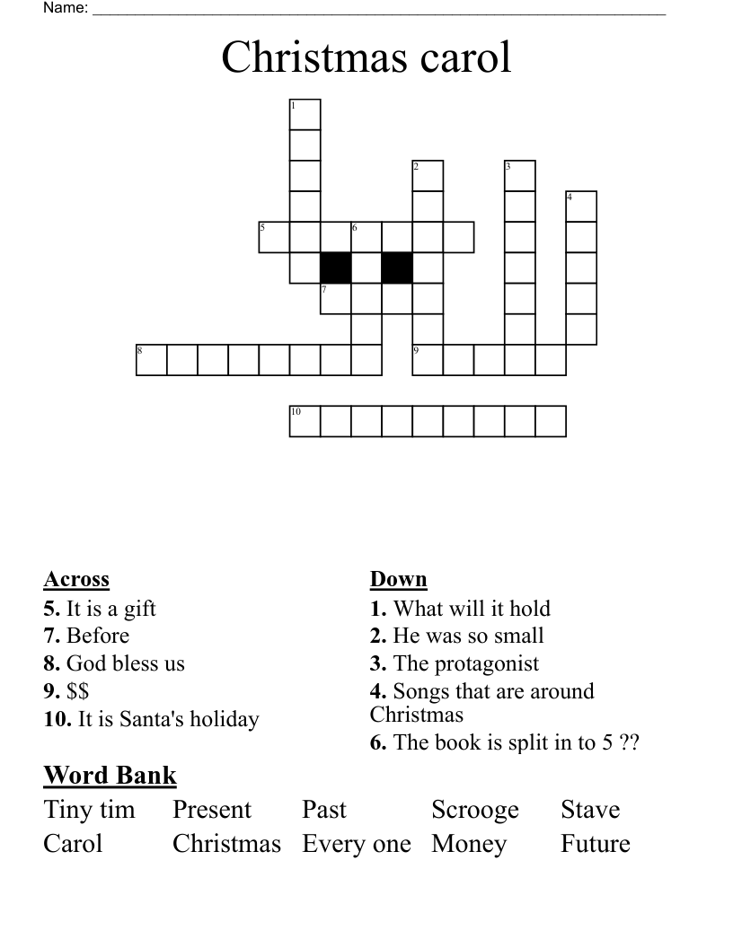 Christmas carol Crossword