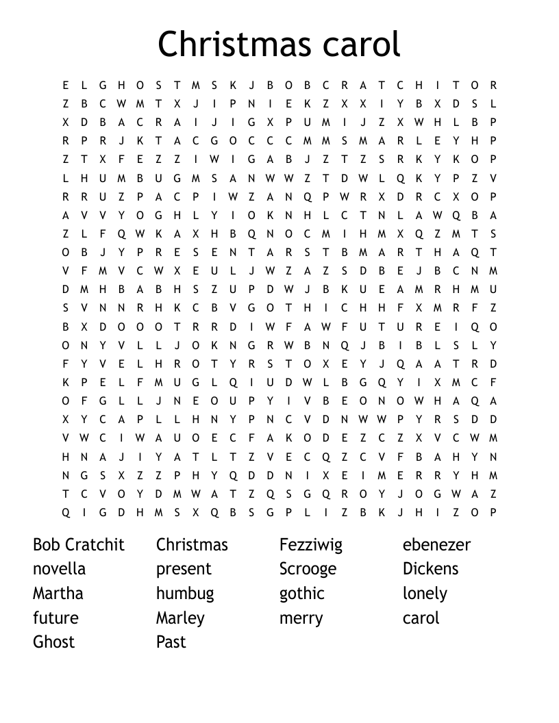 Christmas carol Word Search