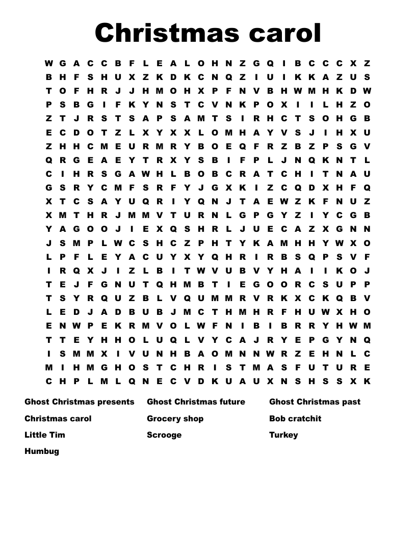 Christmas carol Word Search