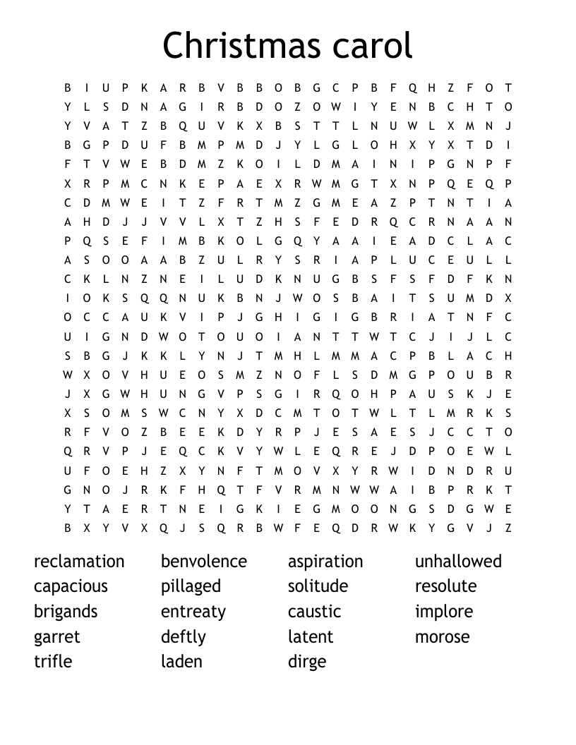 Christmas carol  Word Search