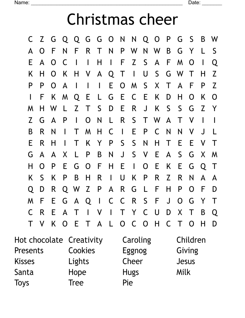 Christmas cheer Word Search