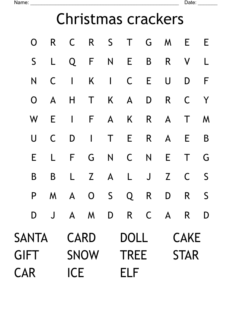 Christmas crackers Word Search