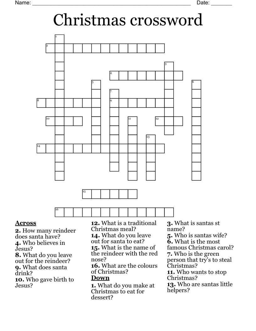 Christmas crossword