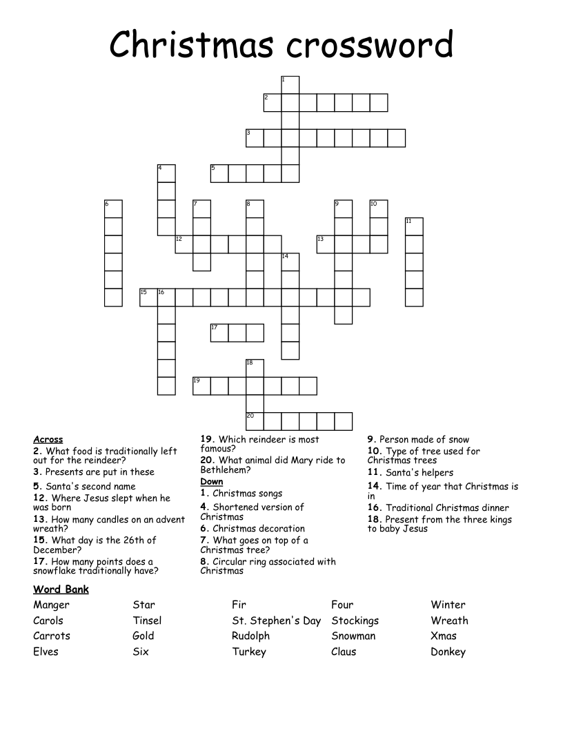 Christmas crossword