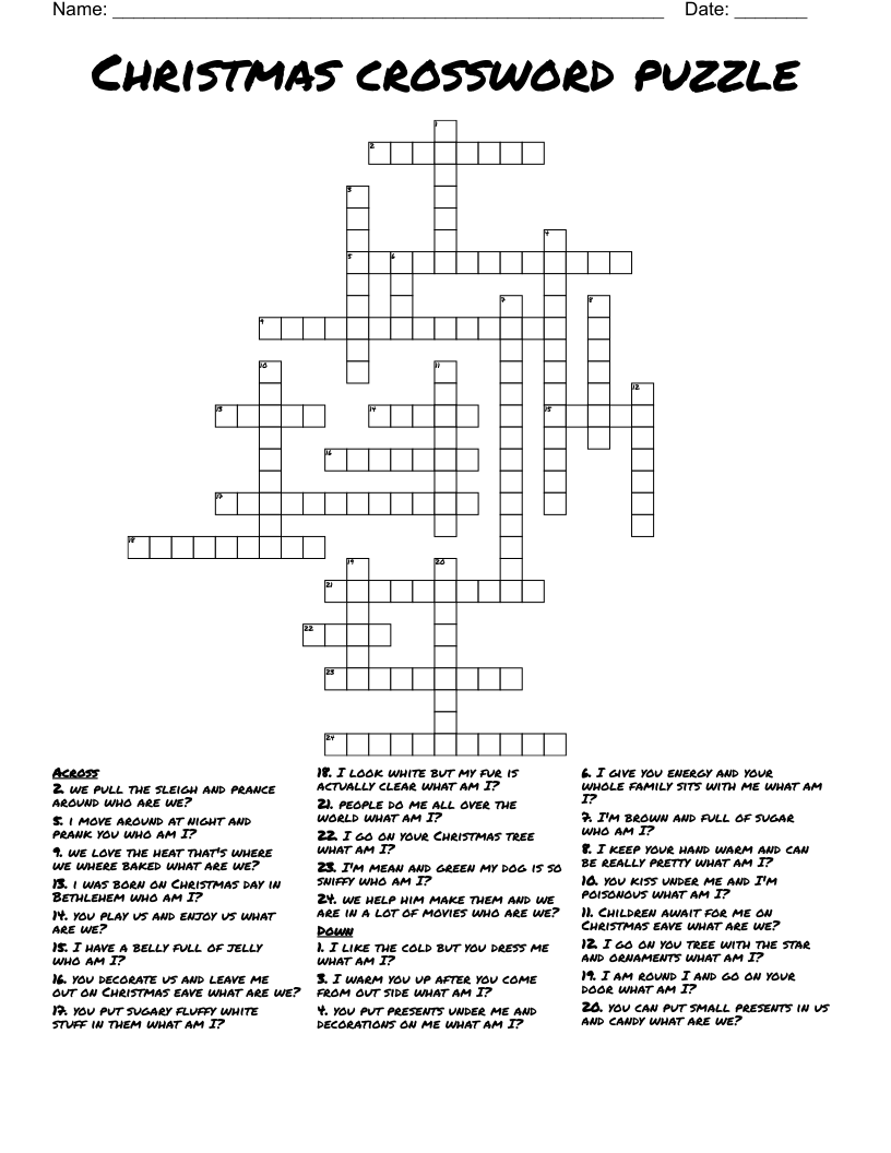 Christmas crossword puzzle