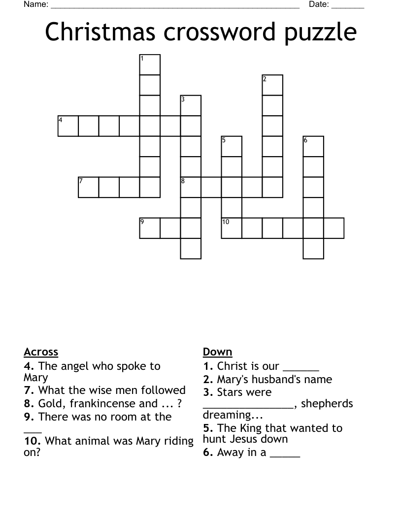 Christmas crossword puzzle