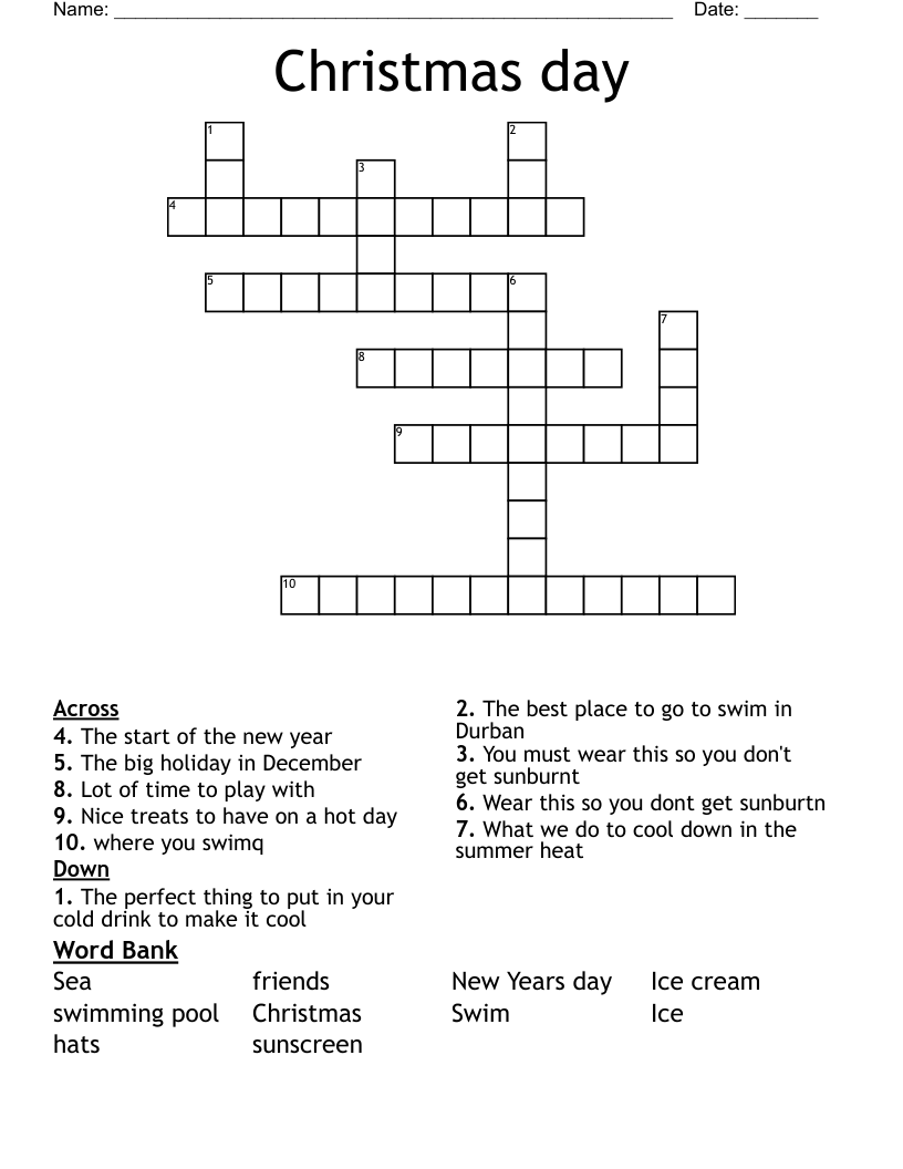 Christmas day Crossword