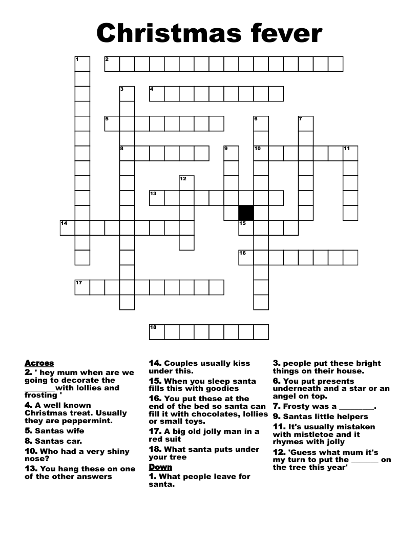 Christmas fever  Crossword