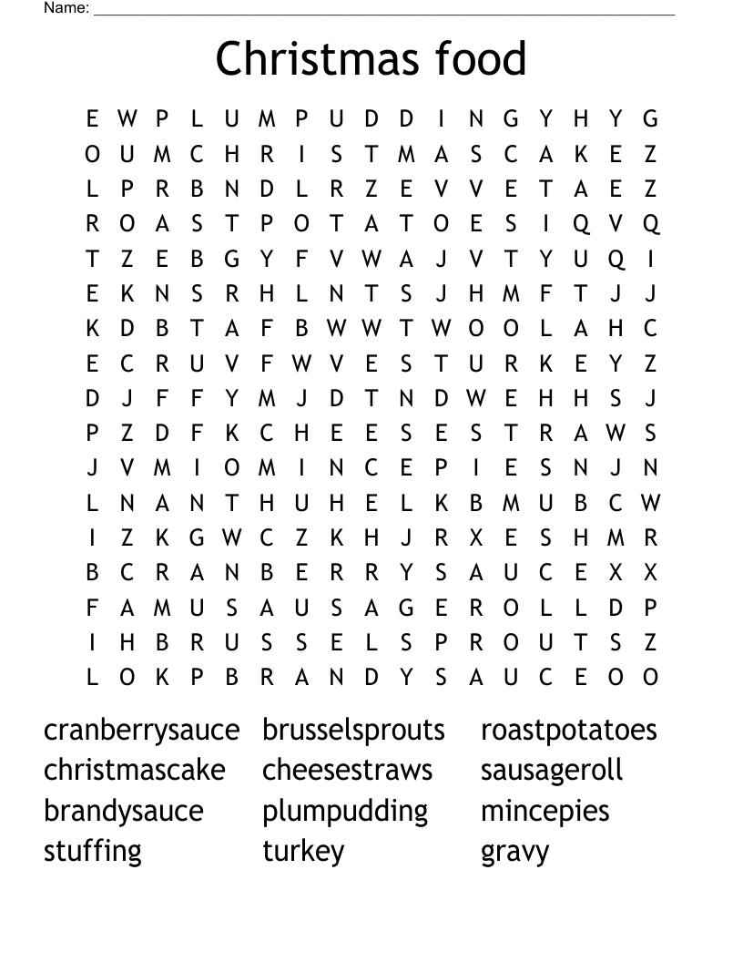 Christmas food Word Search