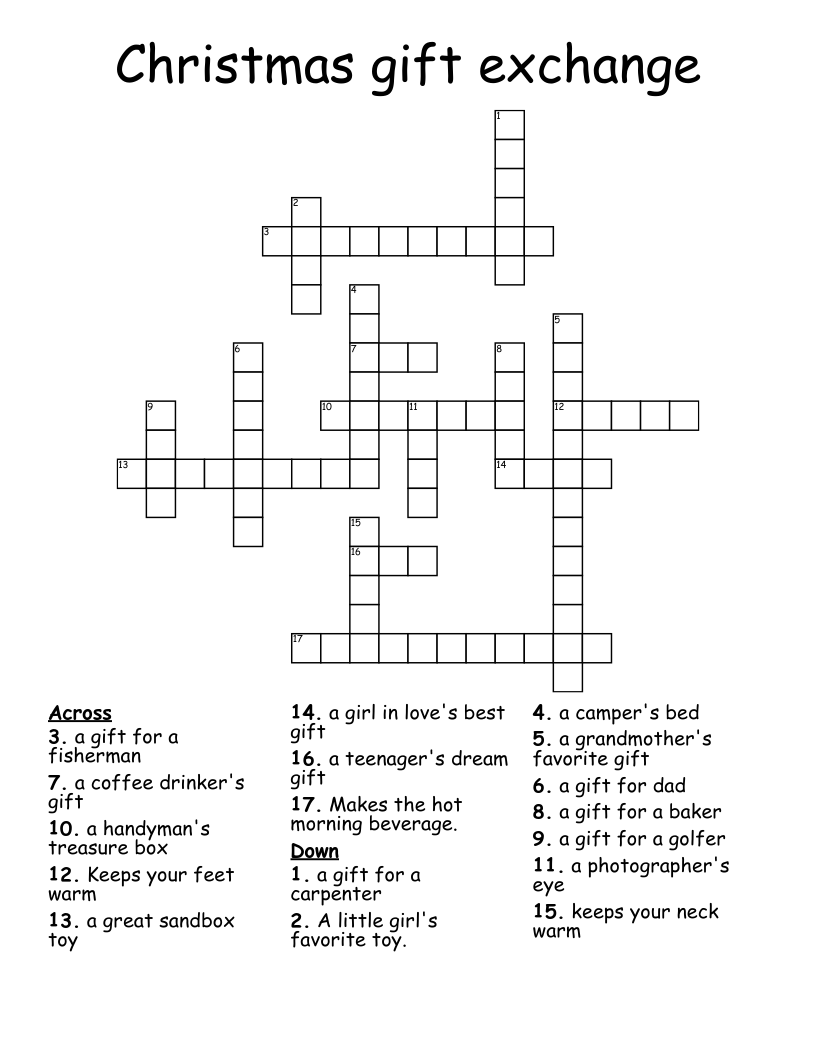 Christmas gift exchange Crossword