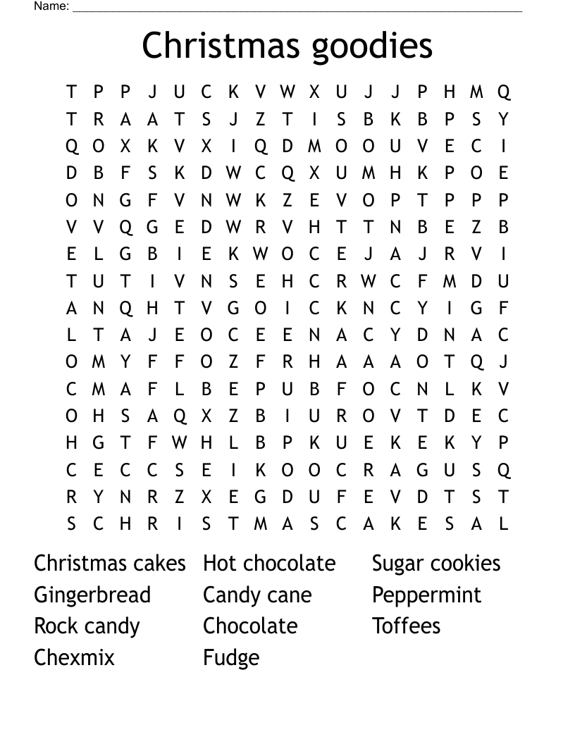 Christmas goodies Word Search