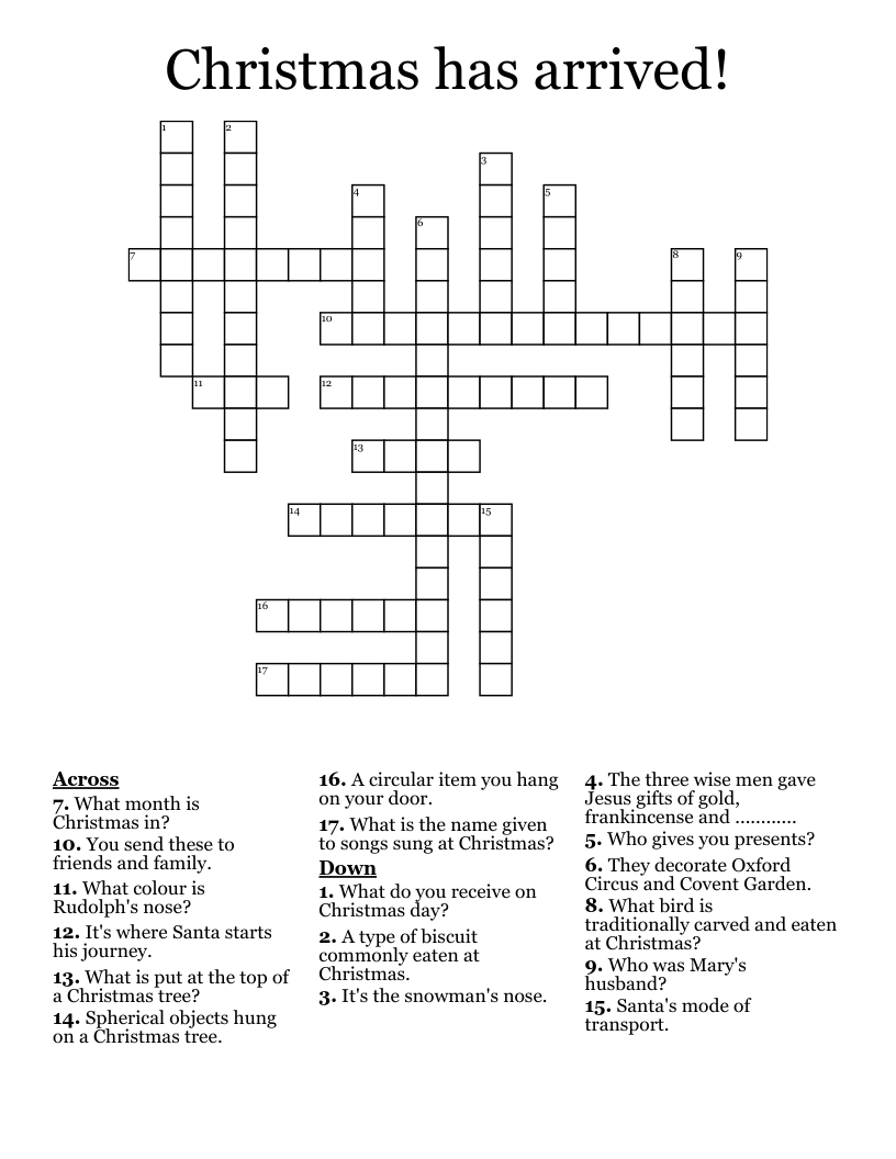 Christmas has arrived! Crossword