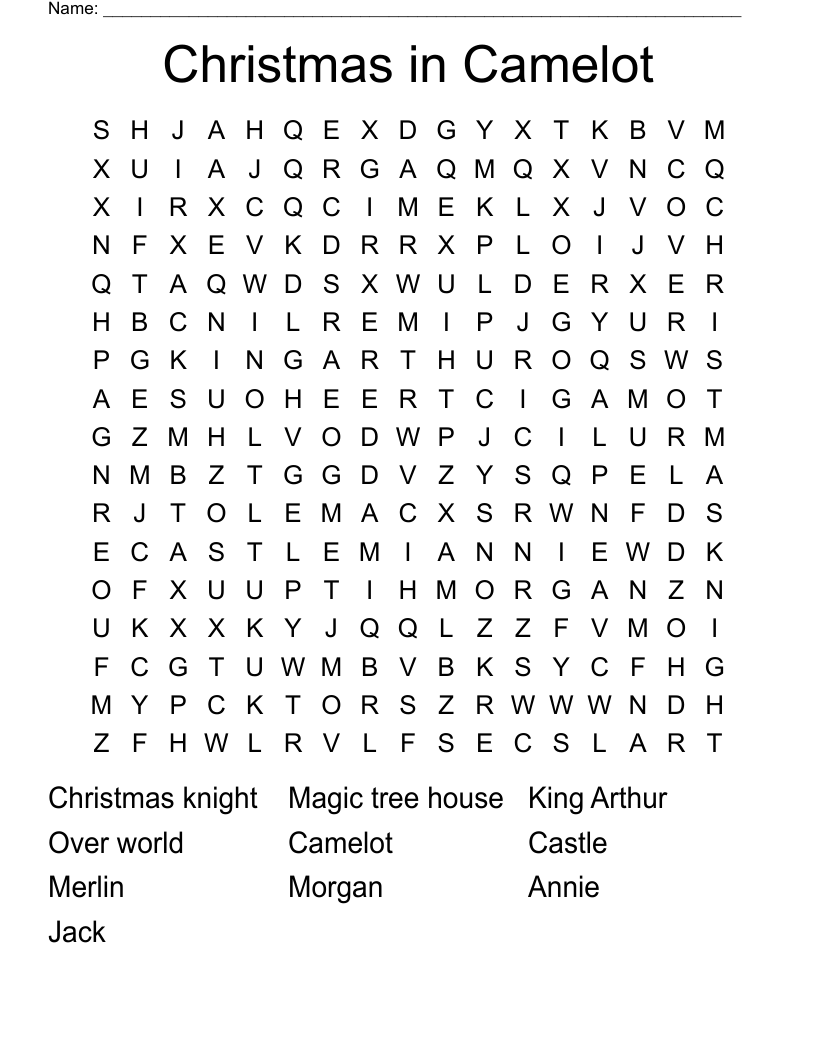 Christmas in Camelot  Word Search