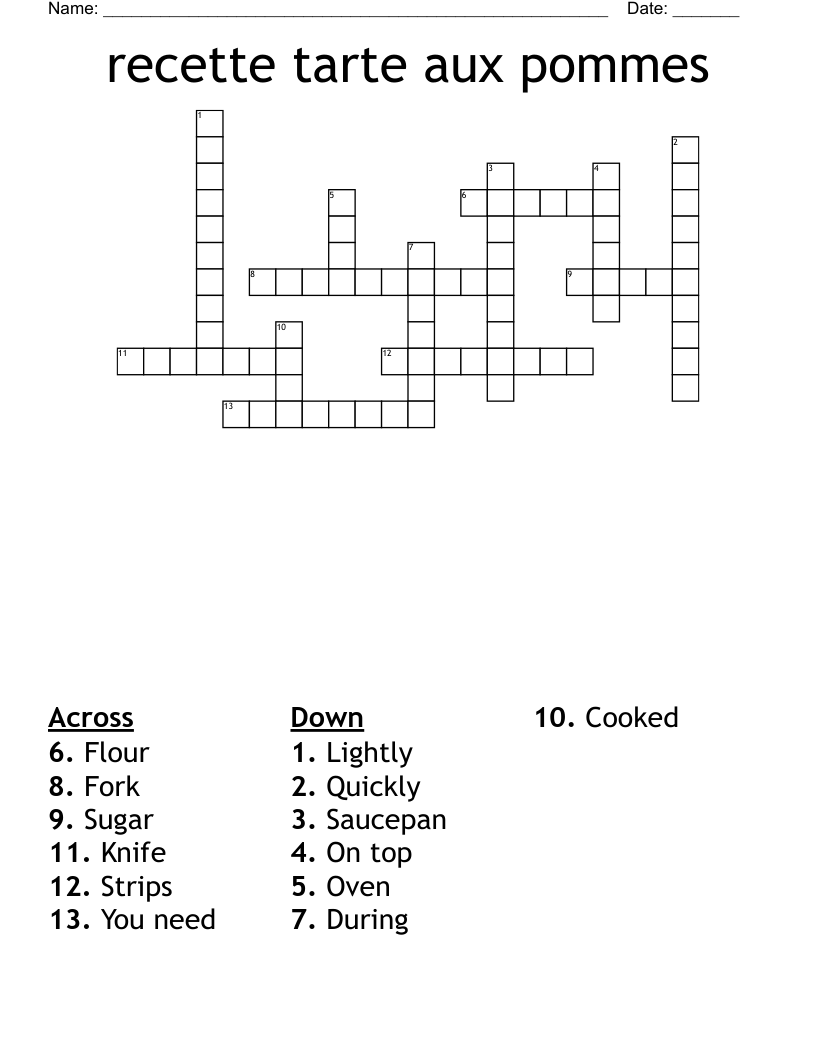 recette tarte aux pommes Crossword